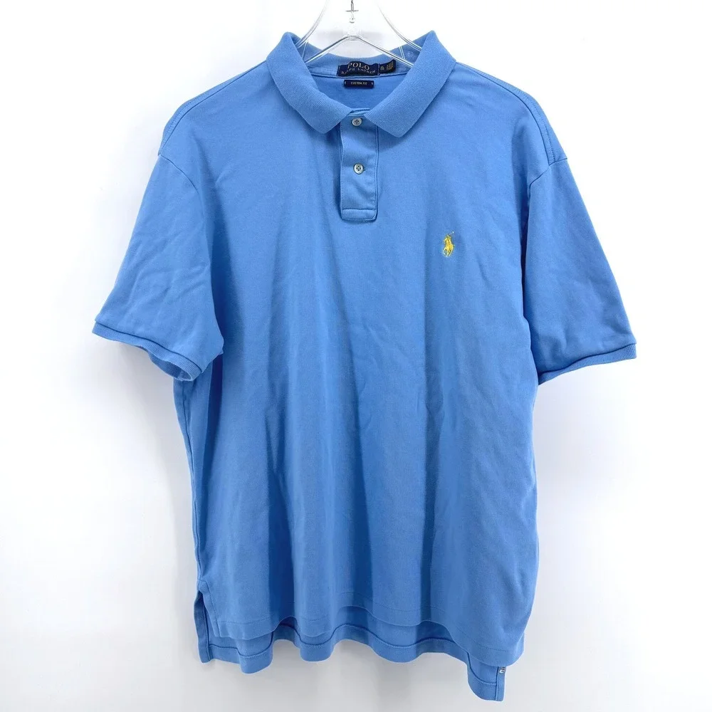 Polo Ralph Lauren Polo Shirt Mens XL Blue Yellow Custom Fit Short Sleeve Preppy